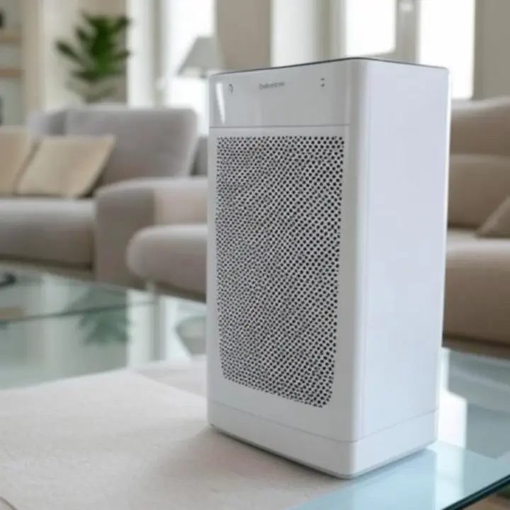 Oczyszczacz powietrza Sharp w nowoczesnym salonie